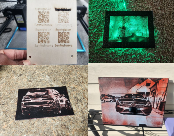 collage of laser engravings