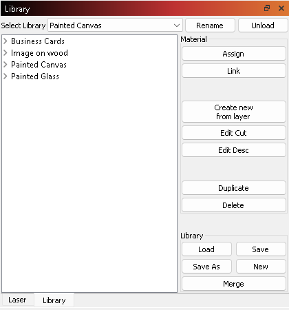 Lightburn library screenshot